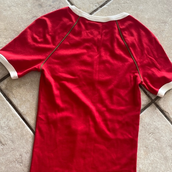 Gucci Red Sequin Logo Ringer Tee - Ribbed Jersey Knit Shirt XXS | EUC - Picture 7 of 8